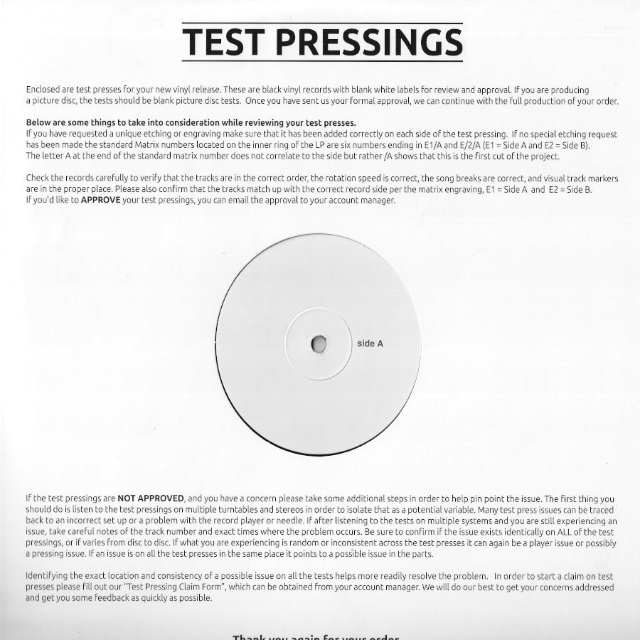 TEST PRESS Miracle Again