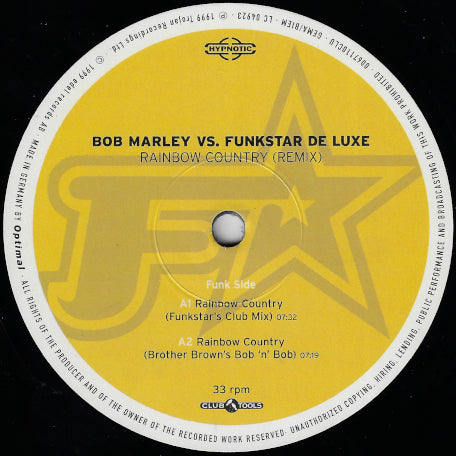 Rainbow Country (Funkstar Club Mix) / Rainbow Country (Brother Browns Bob N Bob) Rainbow Country (Knee Deeps Club Mix) / Rainbow Country (Knee Deeps Feel Like Dancing Club Mix) / Sun Is Shining (Funkstars Sand In My Shoe Mix)