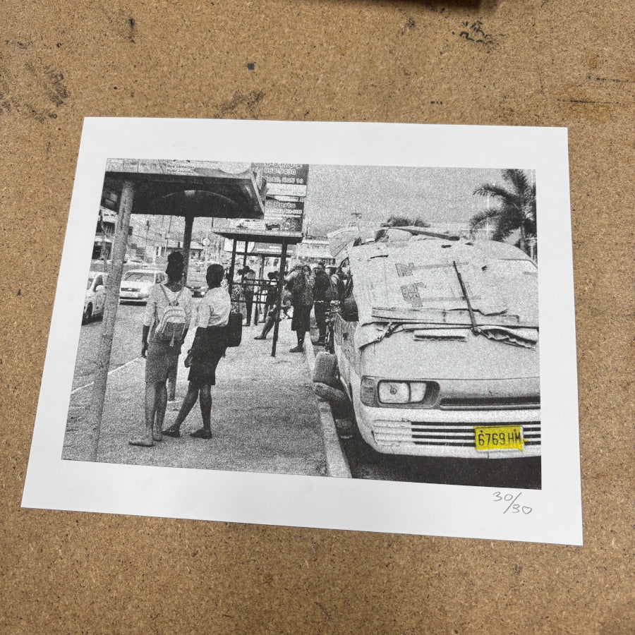 Riso Photo Prints ALL PROCEEDS DONATED TO RED CROSS JAMAICA Women Waiting For Route Bus Half Way Tree, Kingston