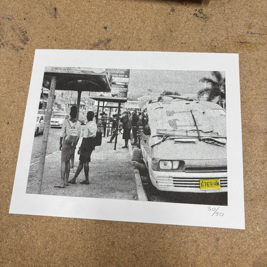 Riso Photo Prints ALL PROCEEDS DONATED TO RED CROSS JAMAICA Women Waiting For Route Bus Half Way Tree, Kingston